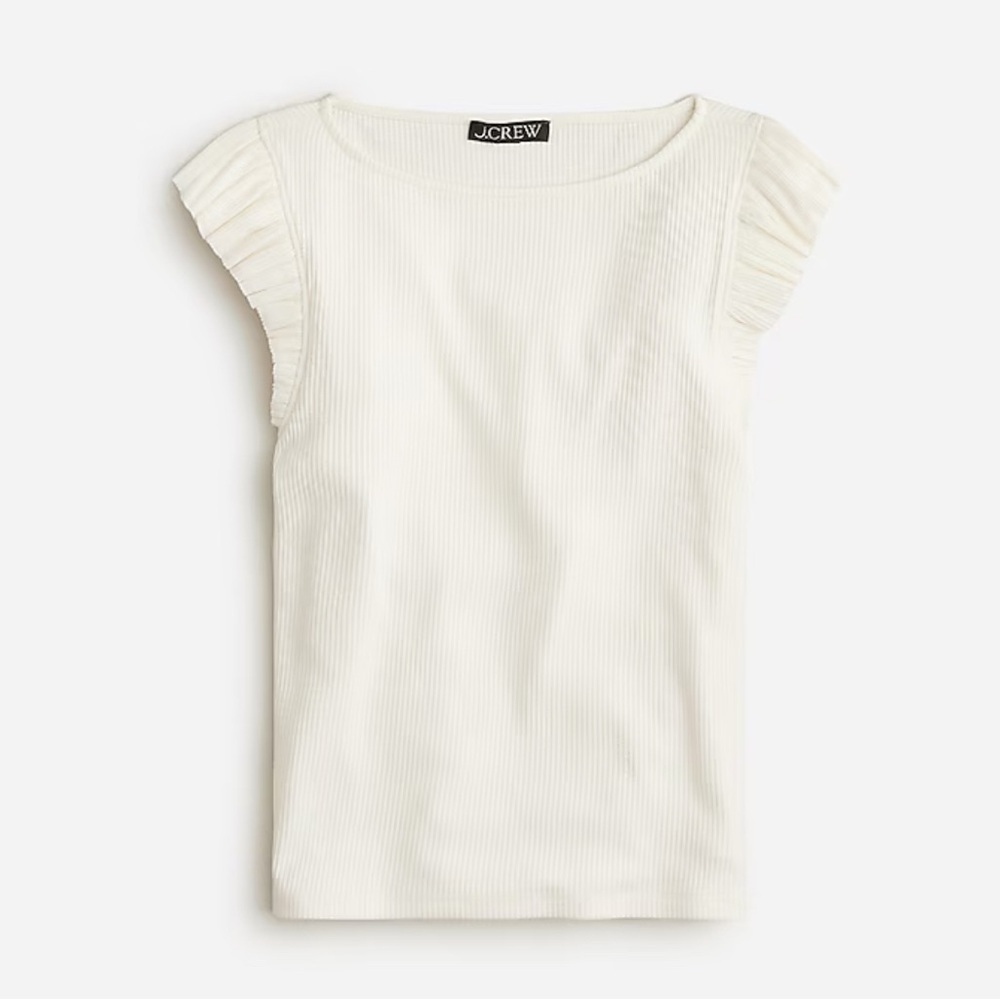 J. Crew Women’s Vintage‎ rib ruffle boatneck tank top Size S